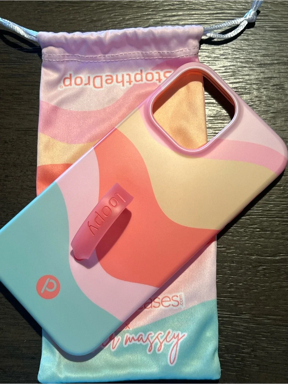 Loopy Case 13 Pro Max Multi-Color Wave Grip Phone Case - Pink & Aqua